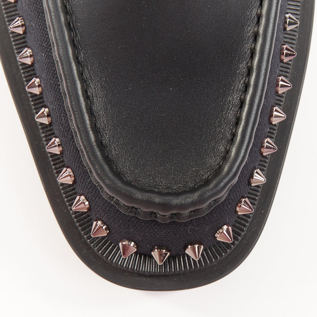 CHRISTIAN LOUBOUTIN Our Steckel black canvas calf leather spike derby EU43 US10