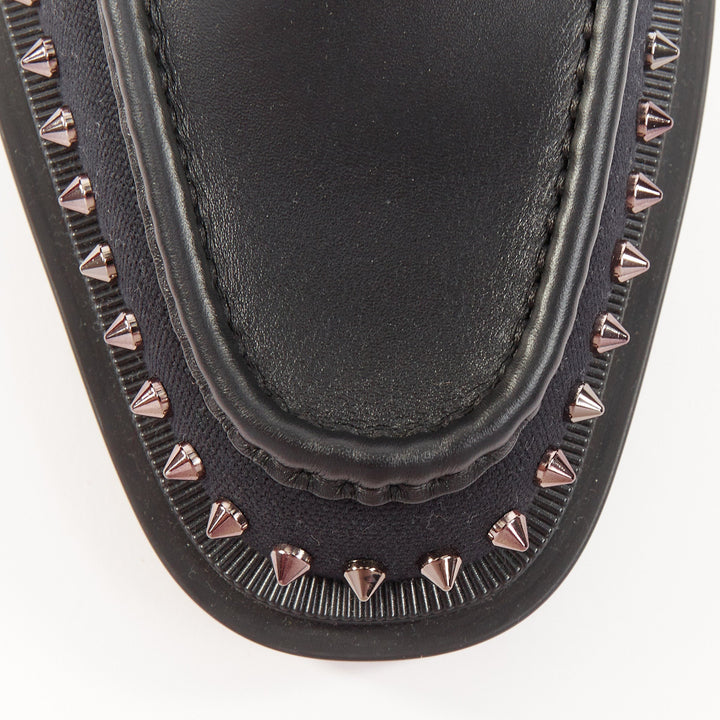 CHRISTIAN LOUBOUTIN Our Steckel black canvas calf leather spike derby EU43 US10