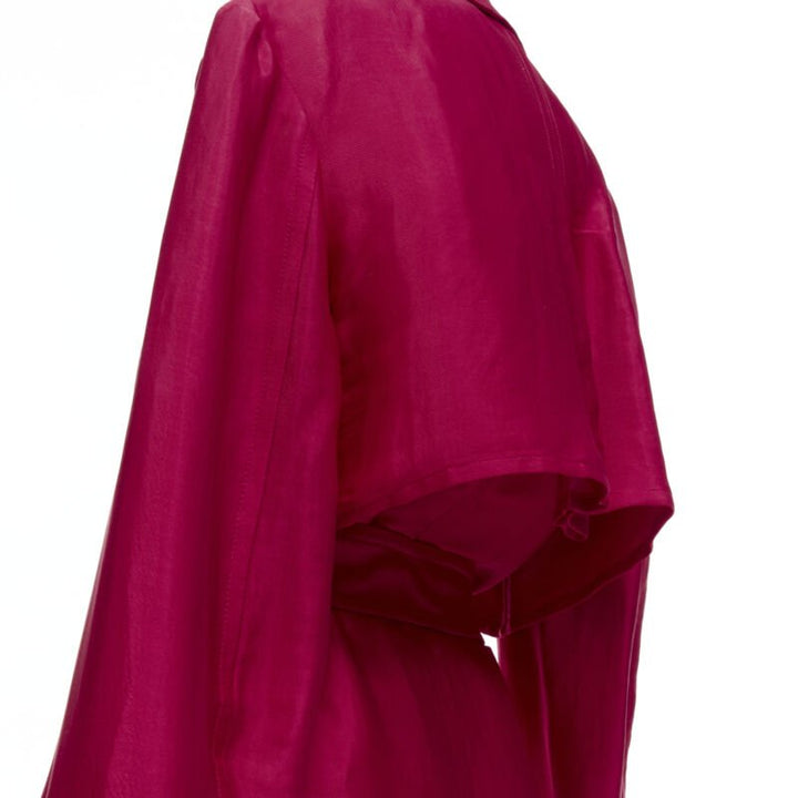 HAIDER ACKERMANN Fuschia pink linen rayon flap layered robe coat FR34 XS