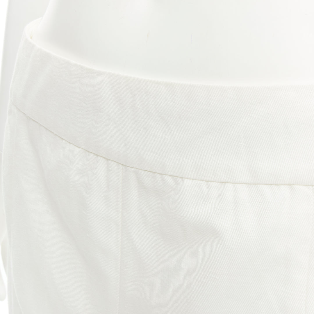 MARNI white cotton linen asymmetric step hem pleated flared skirt IT42 S