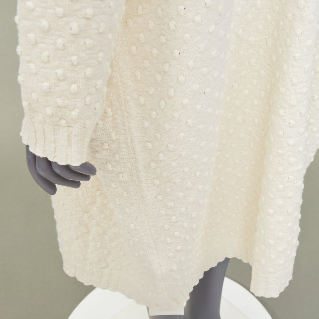 LAUREN MANOOGIAN 2022 Bubble Rib open front cream cotton cardigan knitwear OS