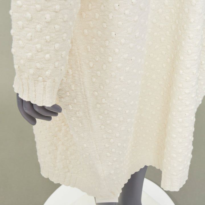 LAUREN MANOOGIAN 2022 Bubble Rib open front cream cotton cardigan knitwear OS