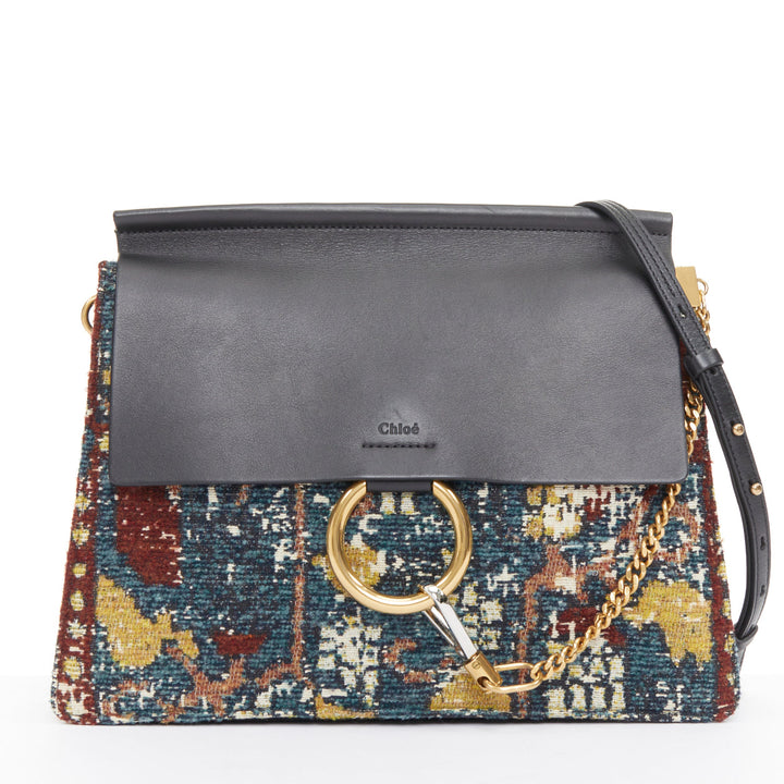 rare CHLOE 2016 Runway Faye Medium  multicolor tapestry leather  shoulder bag