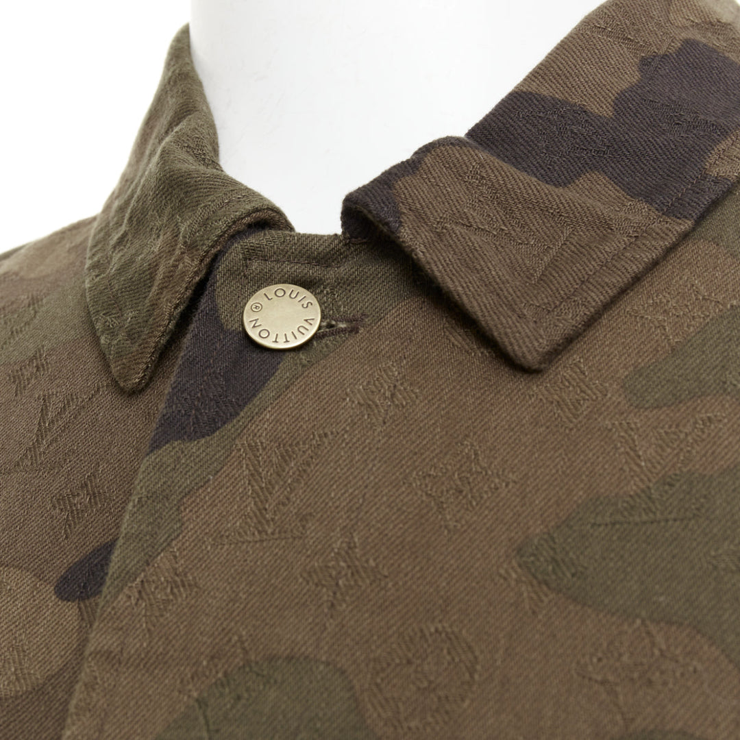 rare LOUIS VUITTON SUPREME 2017 green monogram camo jacquard chore jacket FR44