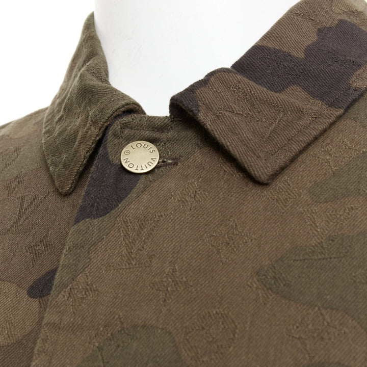 rare LOUIS VUITTON SUPREME 2017 green monogram camo jacquard chore jacket FR44