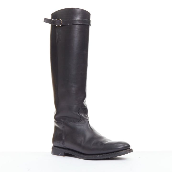 CHURCH'S Michelle G. black leather silver buckle tall riding boots EU37