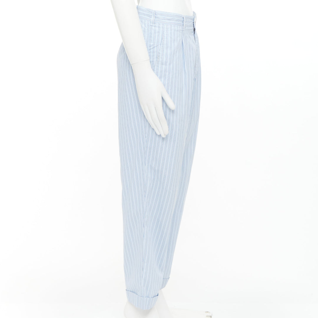 COMME DES GARCONS Shirt blue striped cotton poplin pajama style pants S