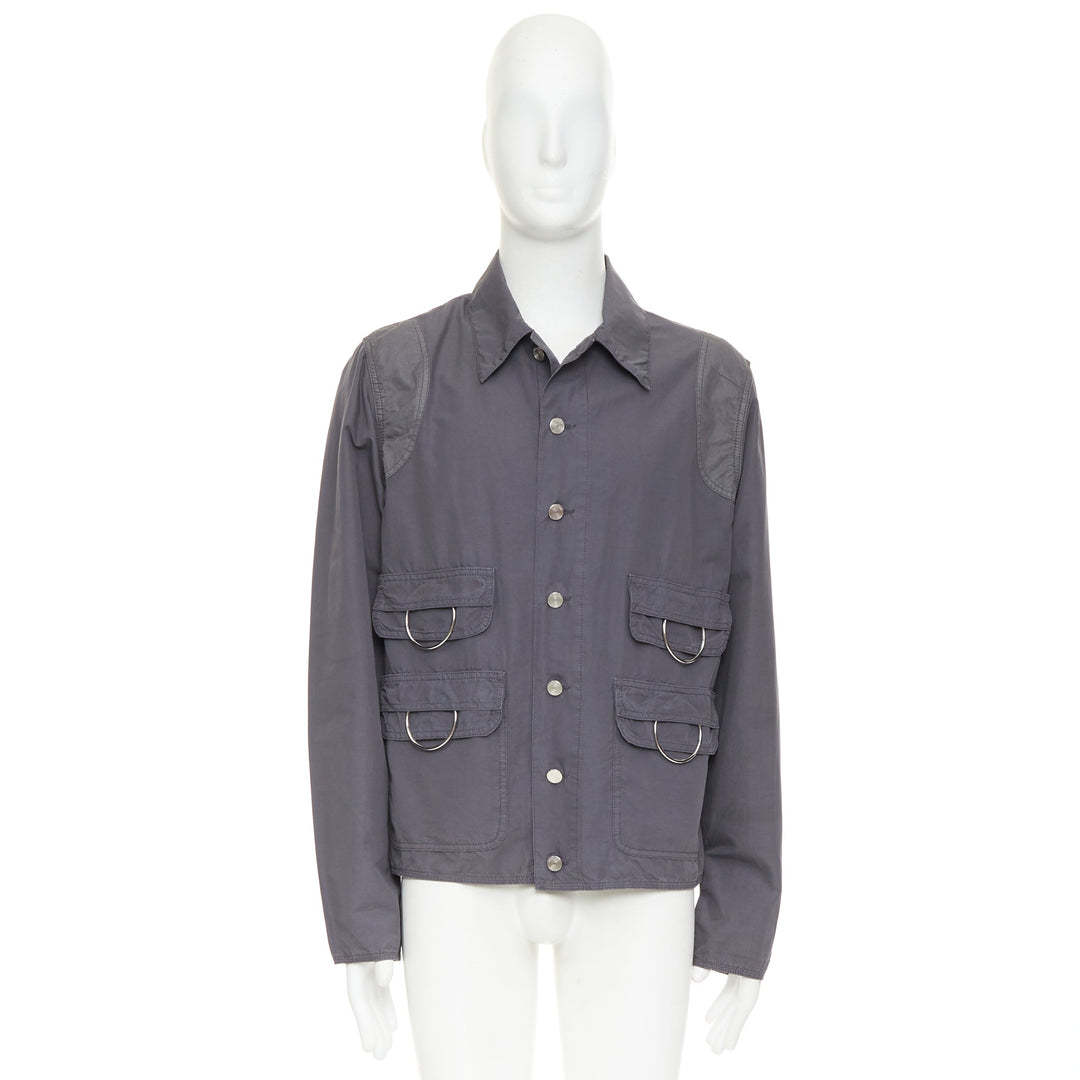 NAMACHEKO 2022 Lupon grey cotton linen silver D-ring utilitarian shirt jacket L