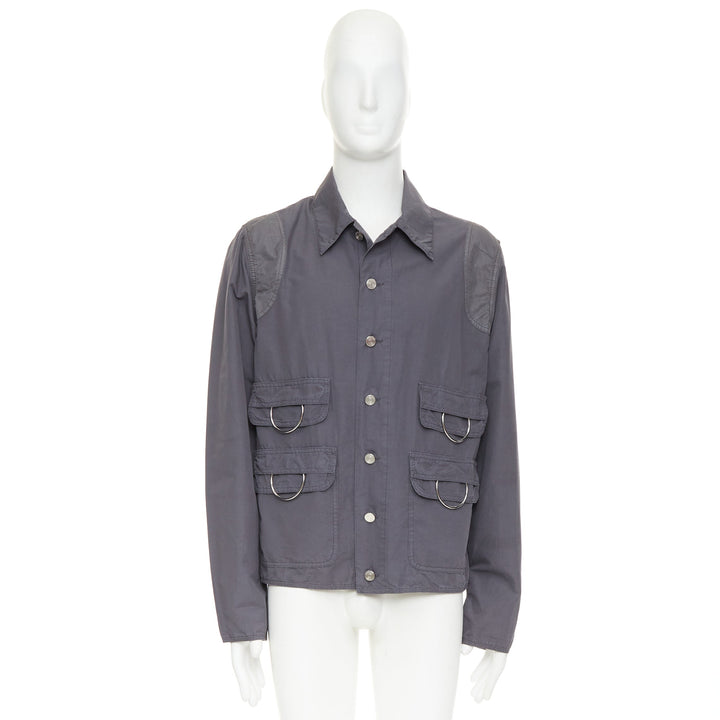 NAMACHEKO 2022 Lupon grey cotton linen silver D-ring utilitarian shirt jacket L