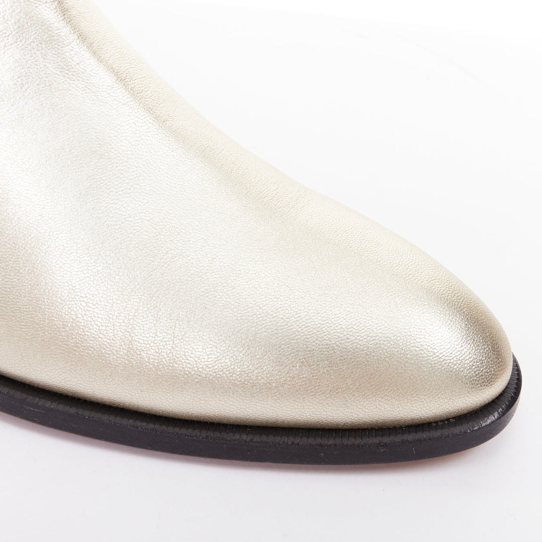 TOM FORD metallic light gold leather cuban heels Chelsea ankle boots UK9 EU43