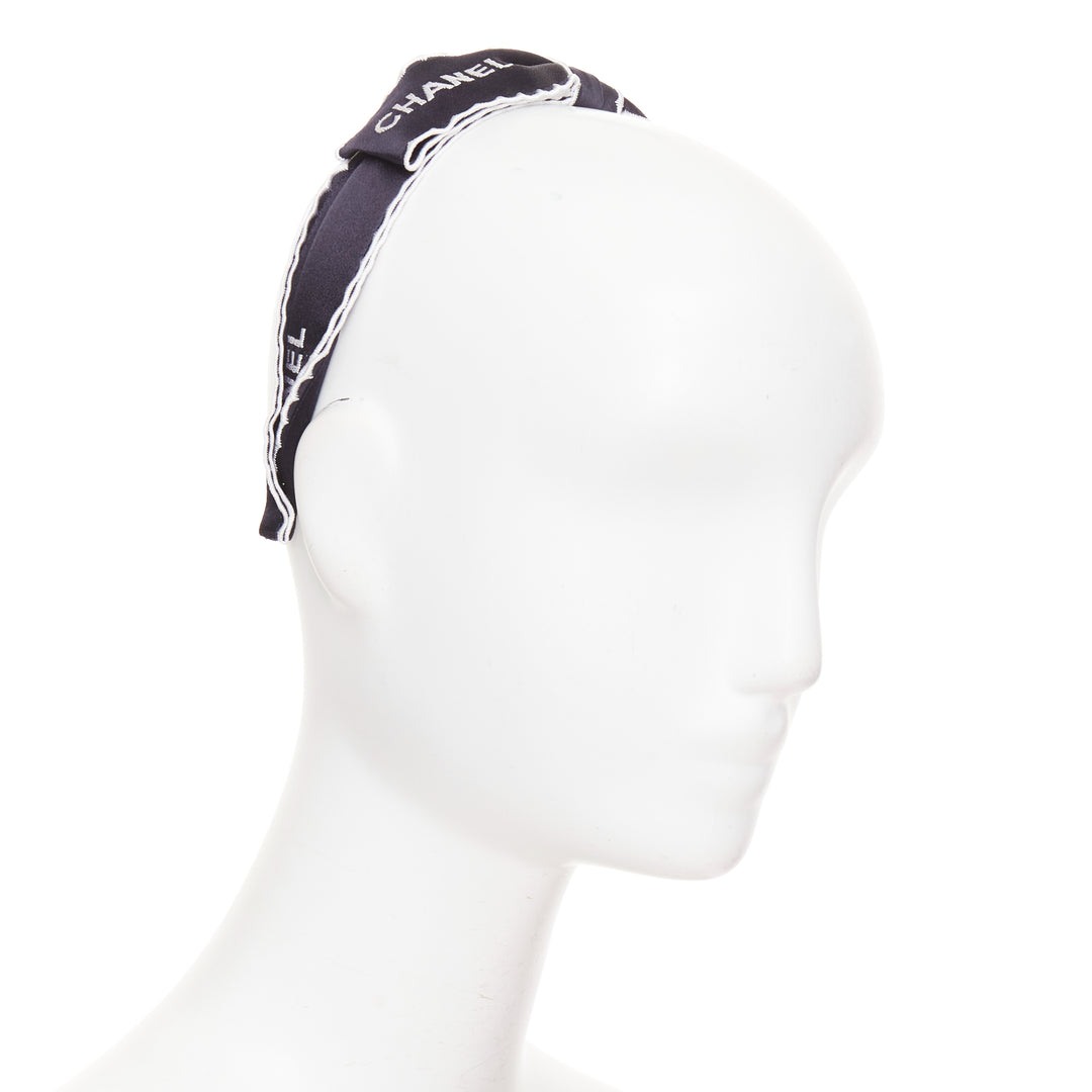 CHANEL 2023 black white CHANEL black white CC ribbon bow embellished alice hair