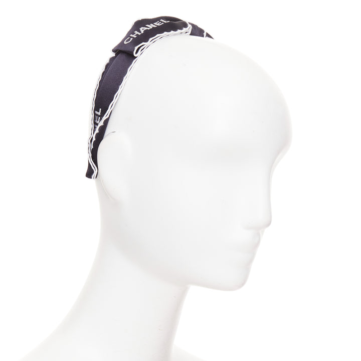 CHANEL 2023 black white CHANEL black white CC ribbon bow embellished alice hair