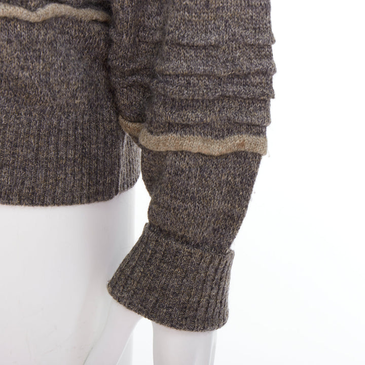 GIORGIO ARMANI grey alpaca mohair blend applique crew sweater