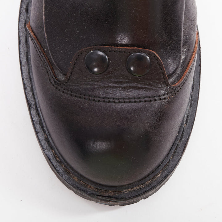 rare ANN DEMEULEMEESTER black leather snap button panels tall combat boots EU36
