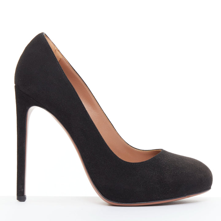 ALAIA black suede leather almond toe high heel court pumps EU35.5