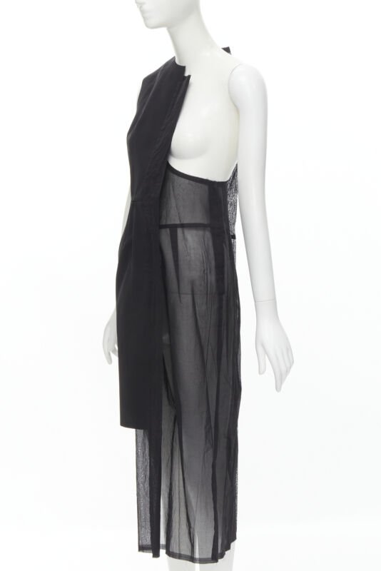 Runway COMME DES GARCONS Vintage 1988 black sheer deconstructed dress S