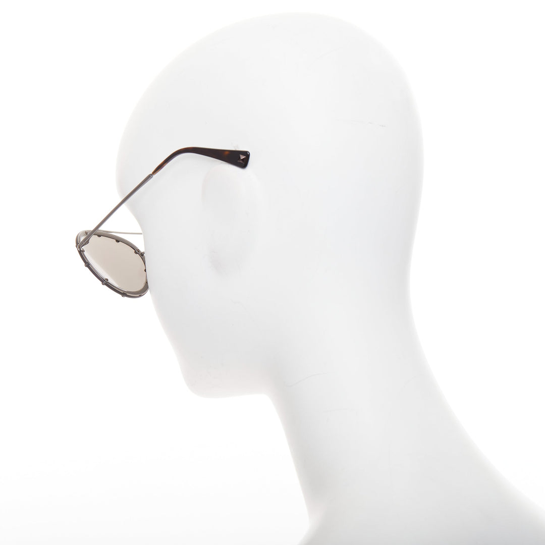 VALENTINO VA2013 58cm crystal stud mirror silver pilot aviator sunglasses