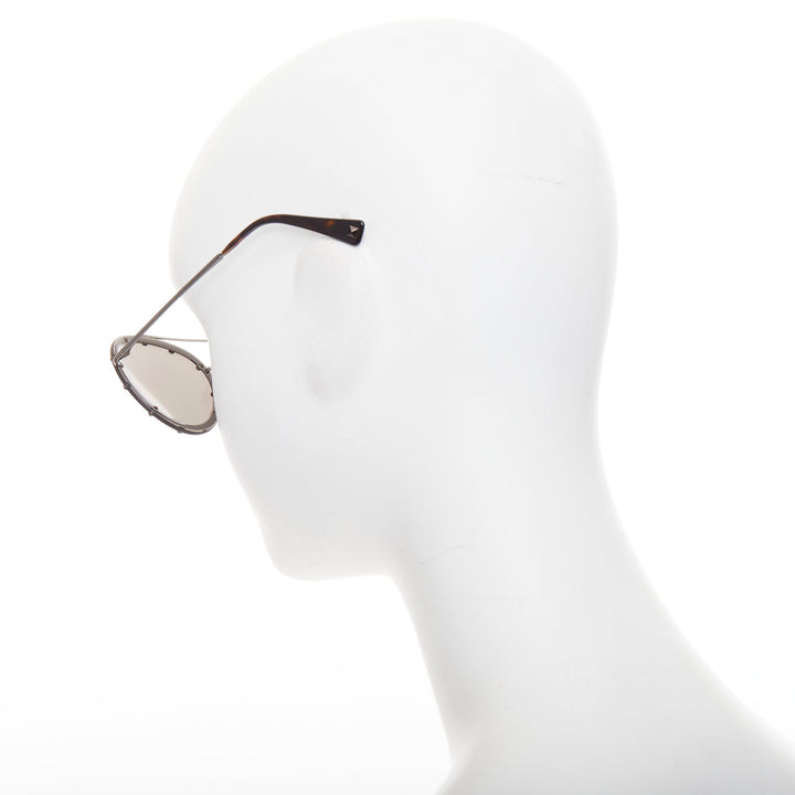 VALENTINO VA2013 58cm crystal stud mirror silver pilot aviator sunglasses