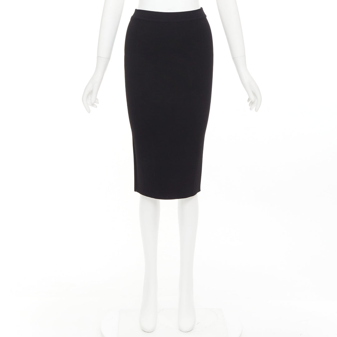 OSCAR DE LA RENTA P16 black lattice cut out side high waisted pencil skirt XS
