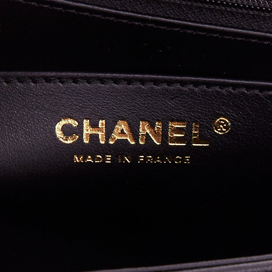 CHANEL 2025 Graphic Frame black quilted lambskin piping mini square flap bag