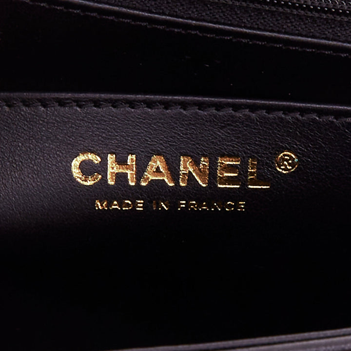 CHANEL 2025 Graphic Frame black quilted lambskin piping mini square flap bag