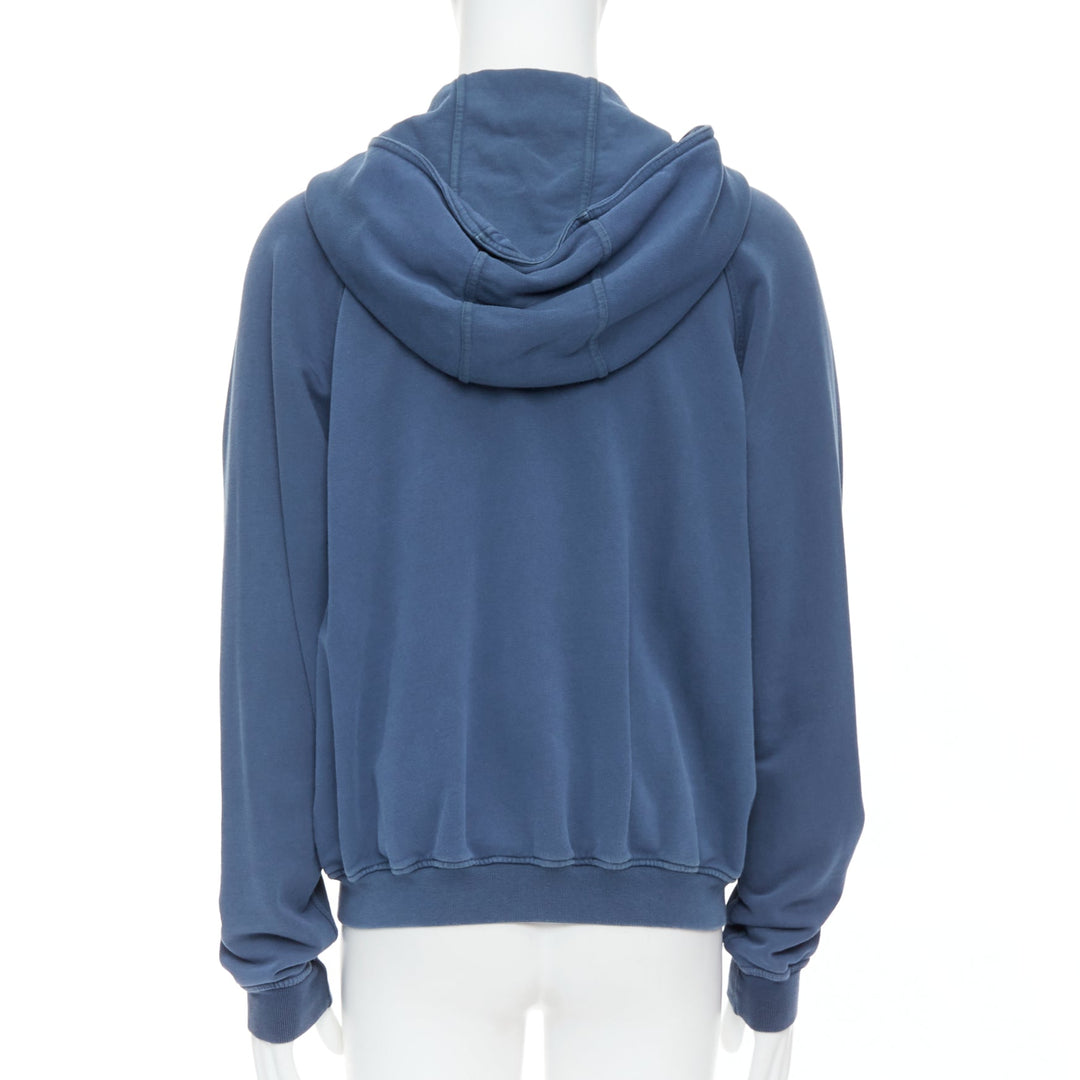 HAIDER ACKERMANN Perth blue washed cotton zip up hoodie XS