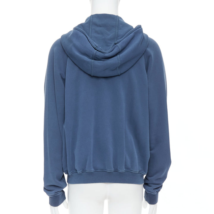 Male mannequin wearing Haider Ackermann Perth Blue Cotton Men Hoodies in Size  XS | Available at JHROP