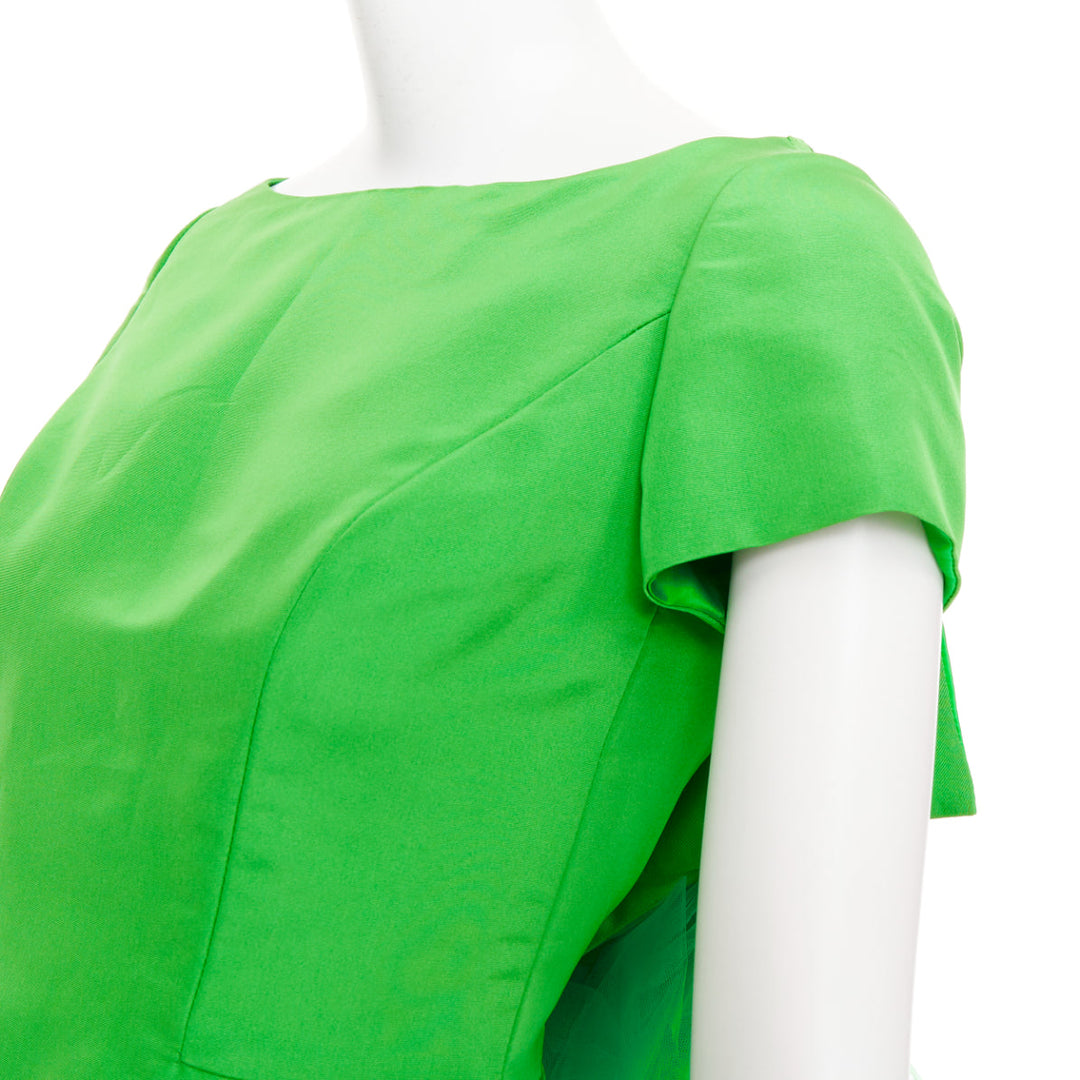 ISAAC MIZRAHI 1990's Vintage green silk tulle giant bow cocktail dress US2 S