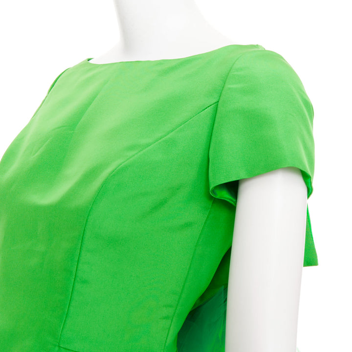 ISAAC MIZRAHI 1990's Vintage green silk tulle giant bow cocktail dress US2 S