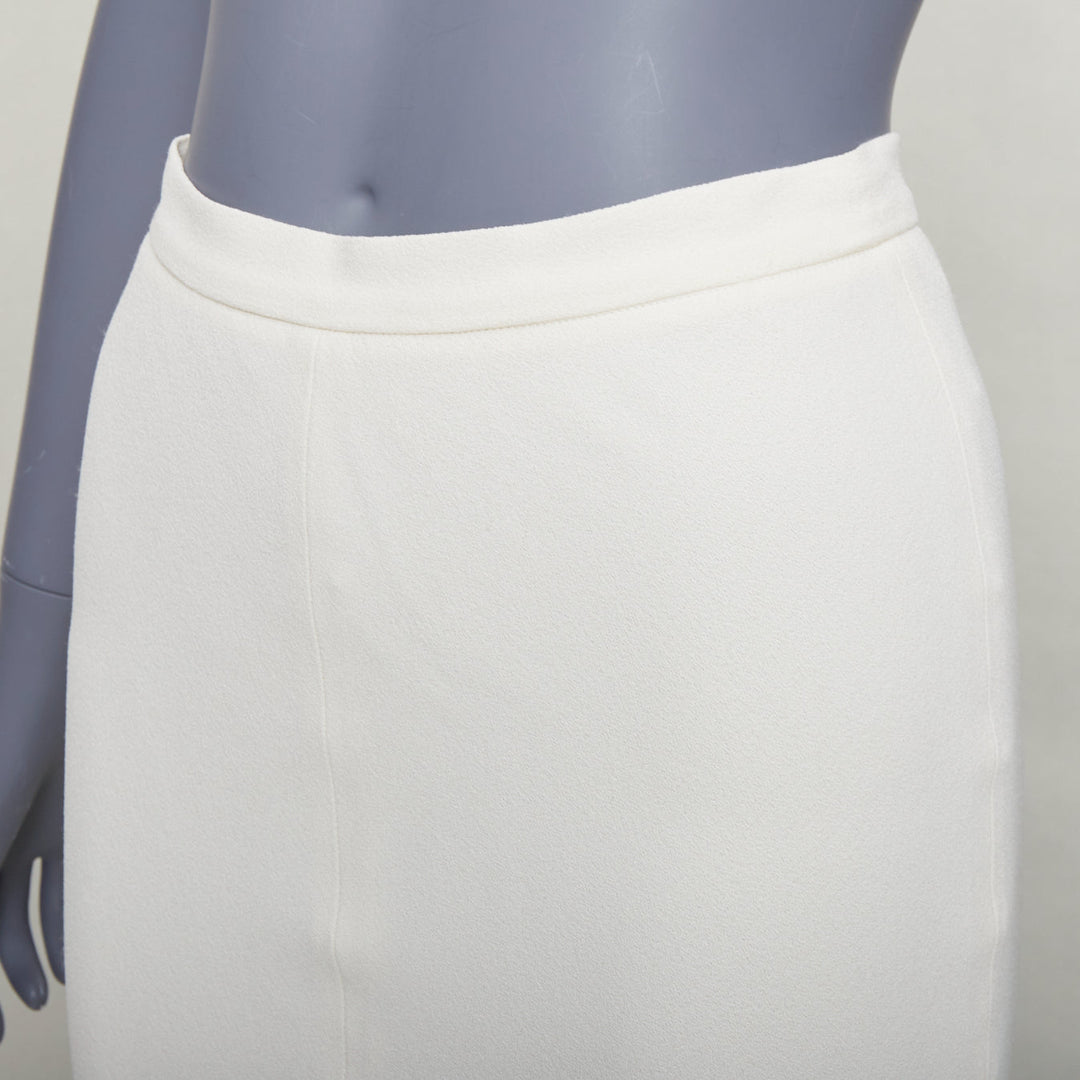 GIAMBATTISTA VALLI cream silk lined high waist flute mermaid midi skirt IT38 XS