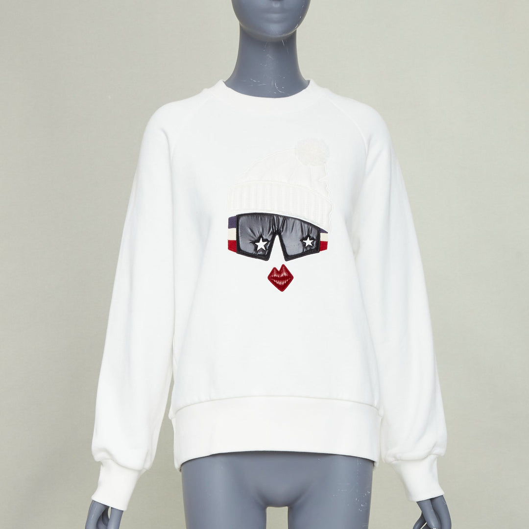 MONCLER GRENOBLE Maglia Girocollo white padded face ski goggle sweatshirt S