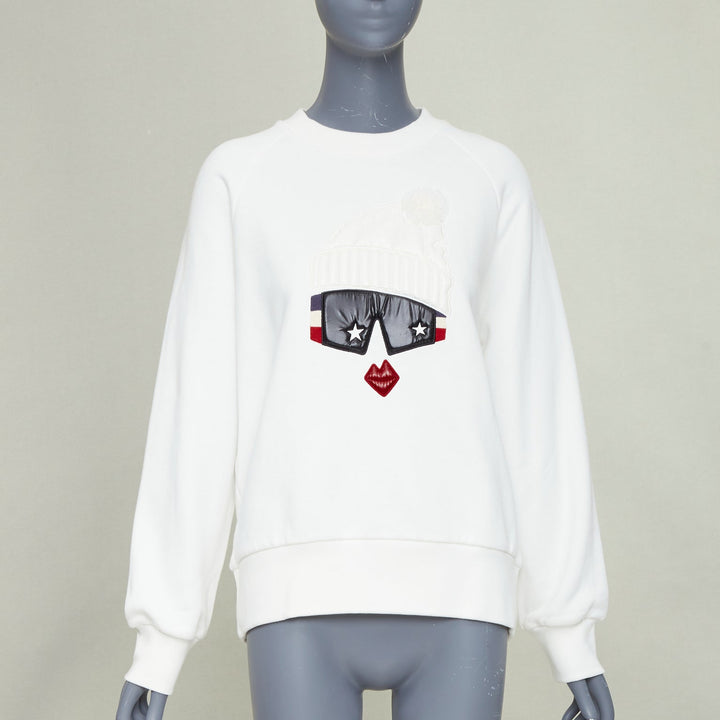MONCLER GRENOBLE Maglia Girocollo white padded face ski goggle sweatshirt S
