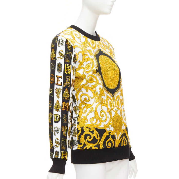 VERSACE mixed archive Barocco print cotton crew neck sweater IT36 XXS