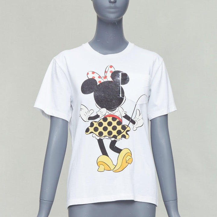 VICTORIA BECKHAM Minnie Mouse print white cotton tshirt UK2 XXS