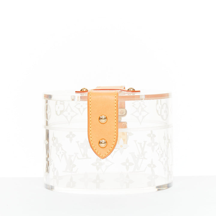 LOUIS VUITTON Box Scott clear monogram plexiglass resin  cylinder trunk case