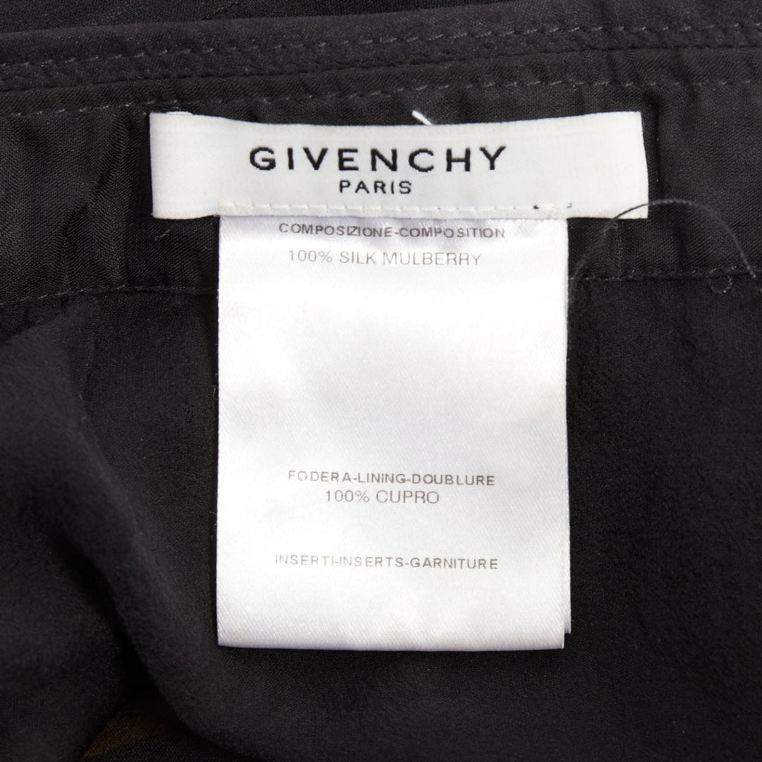 rare GIVENCHY Tisci black mulberry silk sheer baroque flame zipper skirt
