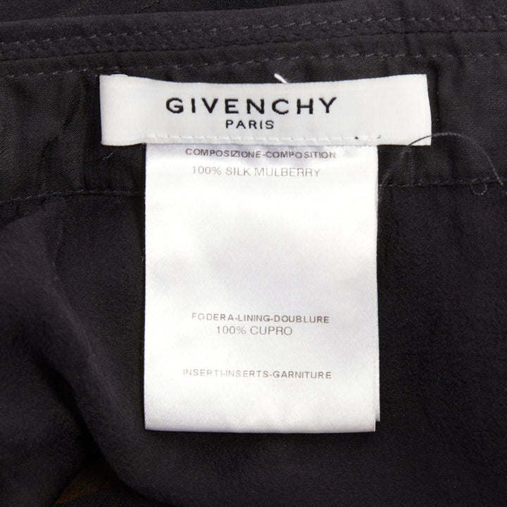 rare GIVENCHY Tisci black mulberry silk sheer baroque flame zipper skirt
