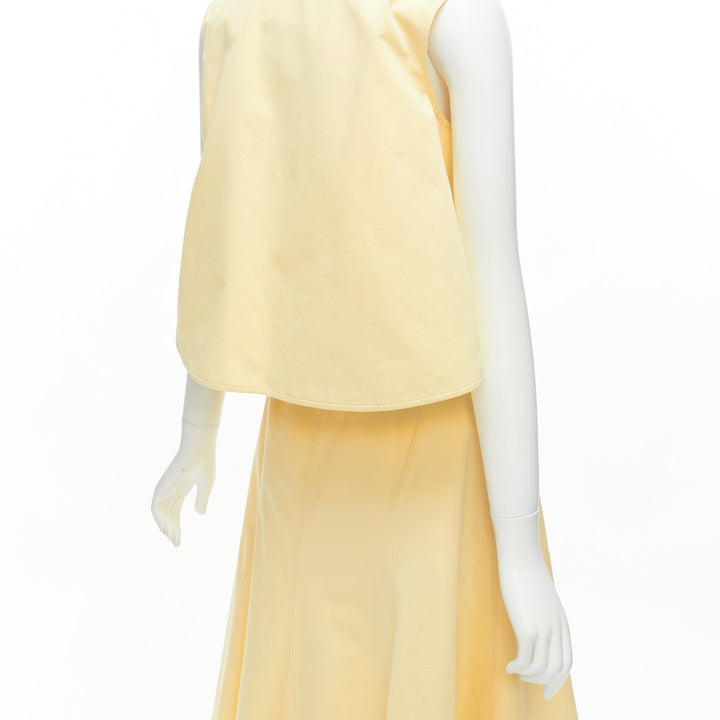 JIL SANDER cream cotton silk cape back cut out V-neck Aline midi dress FR32 XXS