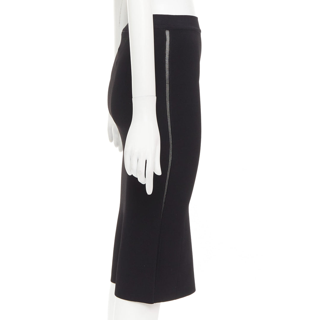 OSCAR DE LA RENTA P16 black lattice cut out side high waisted pencil skirt XS