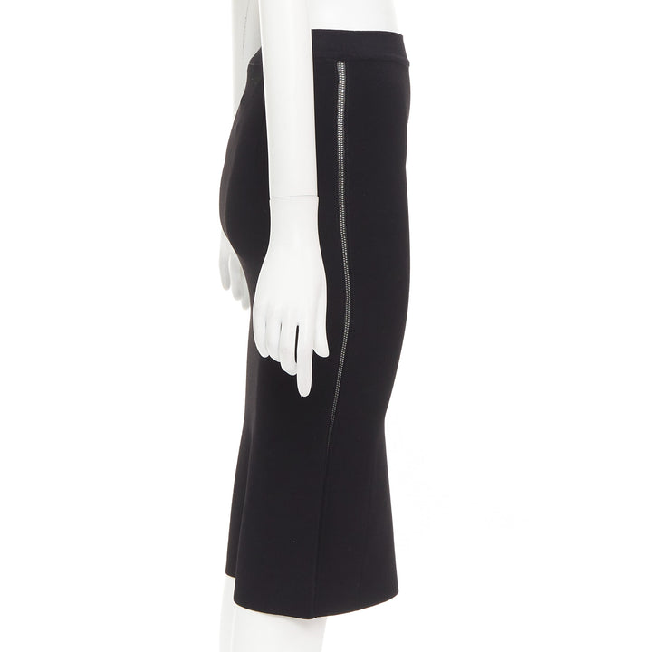 OSCAR DE LA RENTA P16 black lattice cut out side high waisted pencil skirt XS