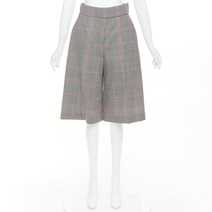ALEXANDRE VAUTHIER COUTURE SS2021 Runway grey red glen plaid bermuda shorts