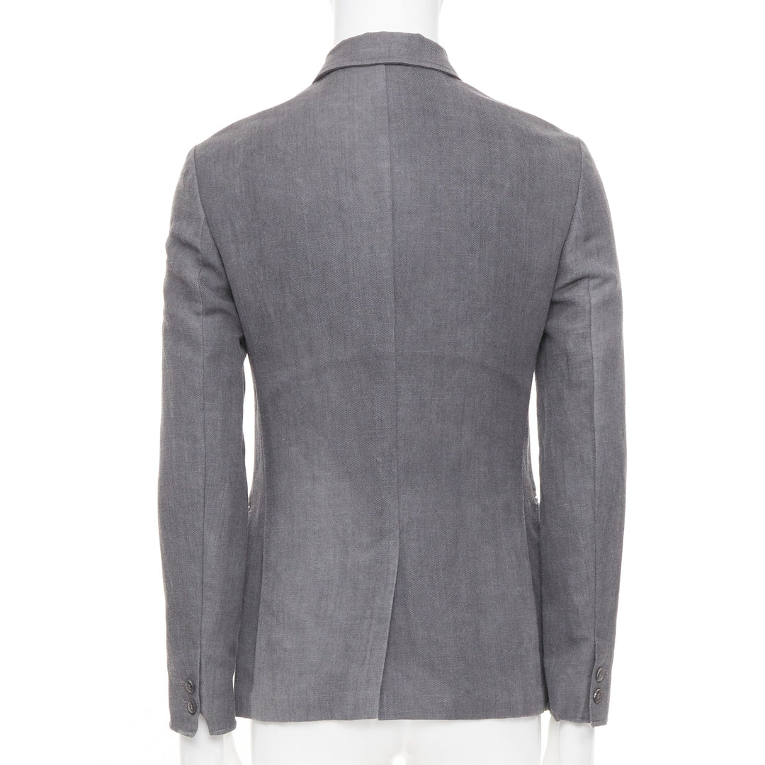 JOHN VARVATOS 2015 high break notch lapel textured button grey jacket EU44 XS