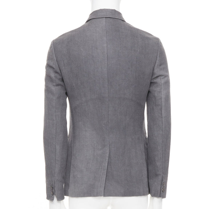 JOHN VARVATOS 2015 high break notch lapel textured button grey jacket EU44 XS