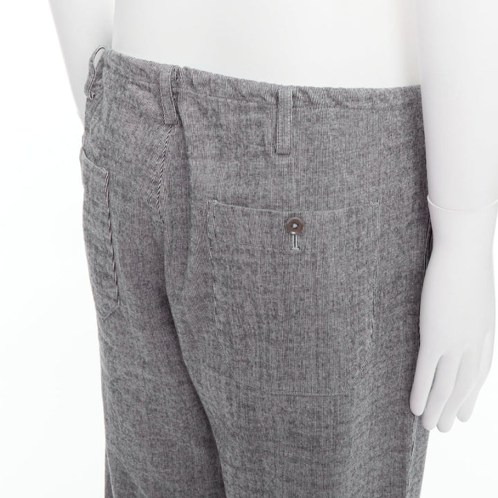 YOHJI YAMAMOTO Y's navy grey cotton white drawstring wide pants JP3 L