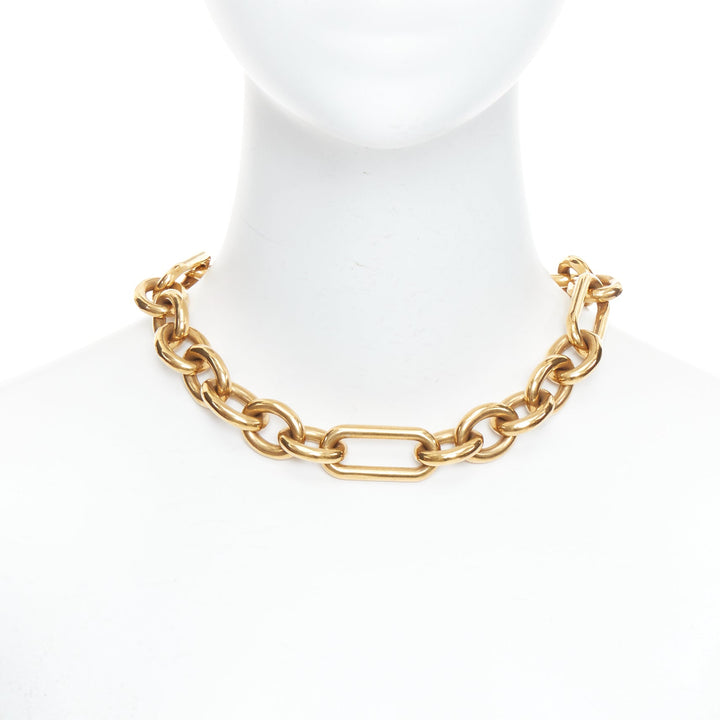 rare OLD CELINE Phoebe Philo Runway gold-tone mixed chunky loop chain necklace