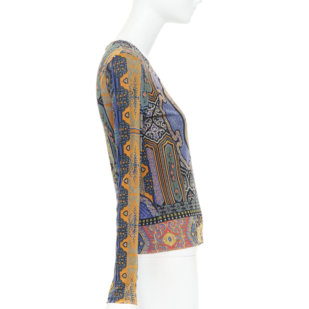 VIVIENNE TAM purple Dynasty chinoiserie dragon birds print long sleeve top