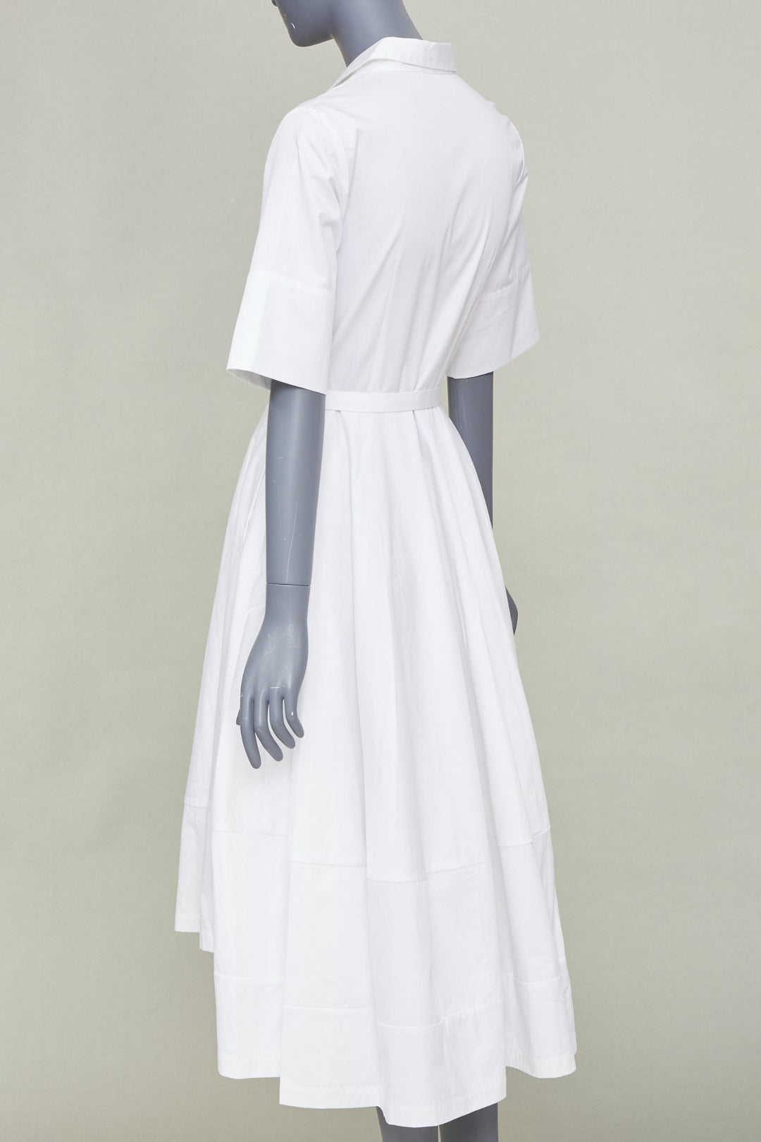 CO COLLECTIONS Essentials white cotton poplin belted asymmetric shirt dress XS