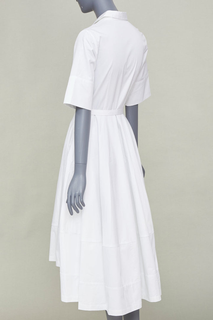 CO COLLECTIONS Essentials white cotton poplin belted asymmetric shirt dress XS