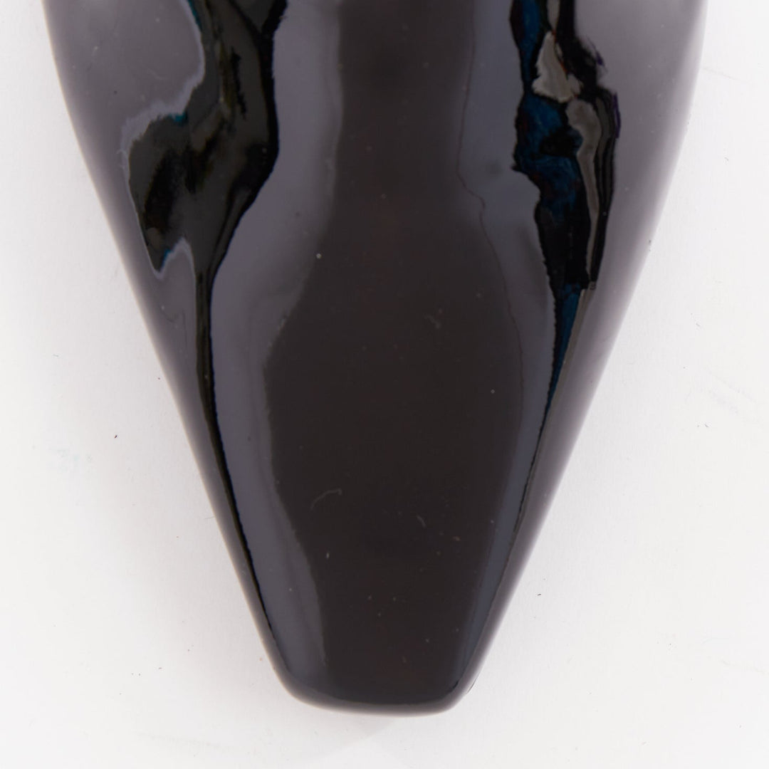 CHANEL 2018 Runway Forest Fairies black gold pointed square toe CC oxford EU38.5