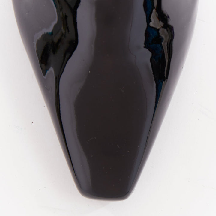 CHANEL 2018 Runway Forest Fairies black gold pointed square toe CC oxford EU38.5